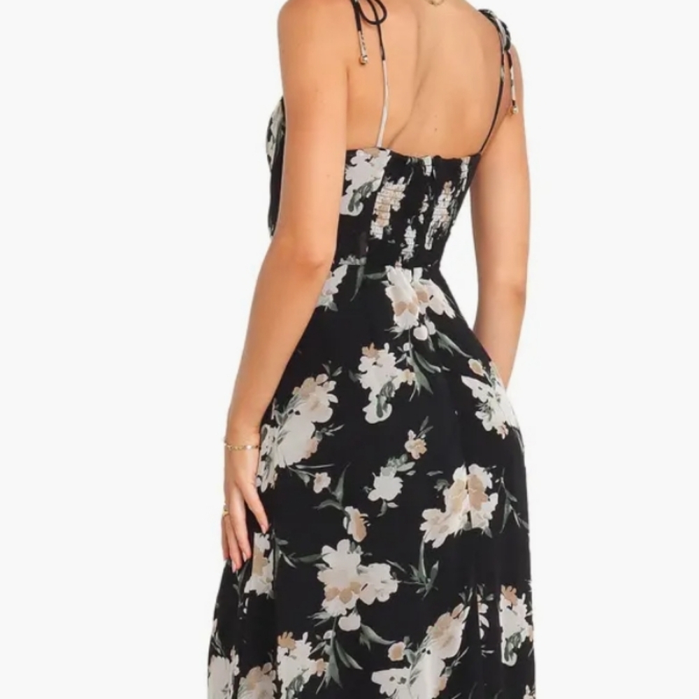Petal & Pup Black Floral Midi Dress - Picture 3 of 16